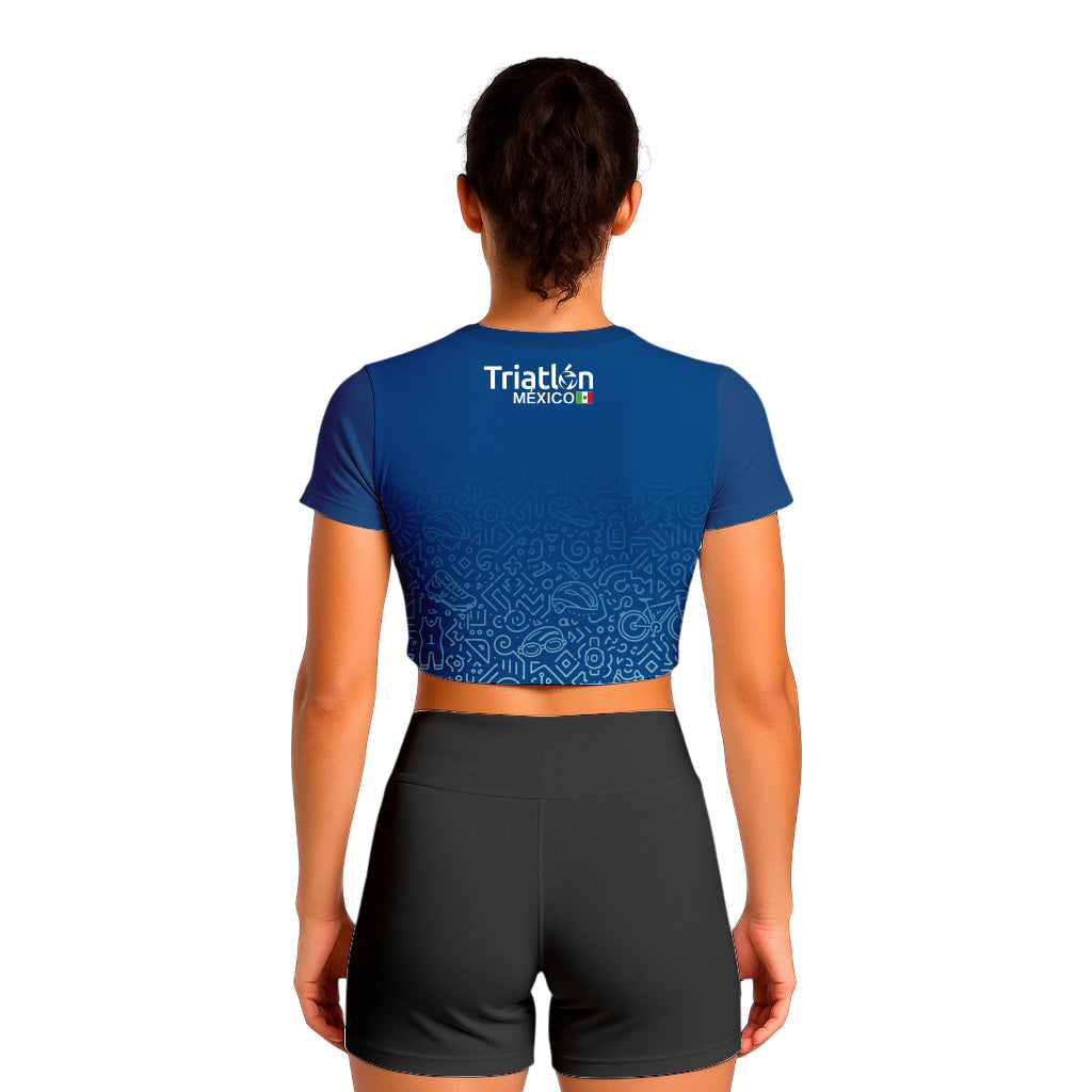 CROP TOP TRIATLÓN AZUL DAMA