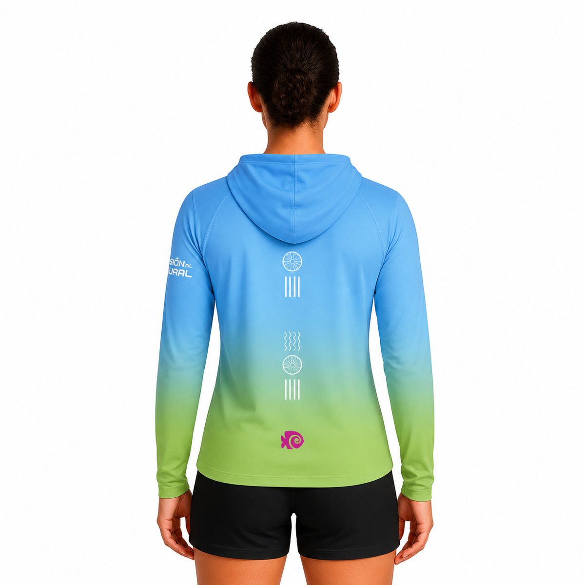 SUDADERA LIGERA CON GORRO XEL-HA AZUL DAMA