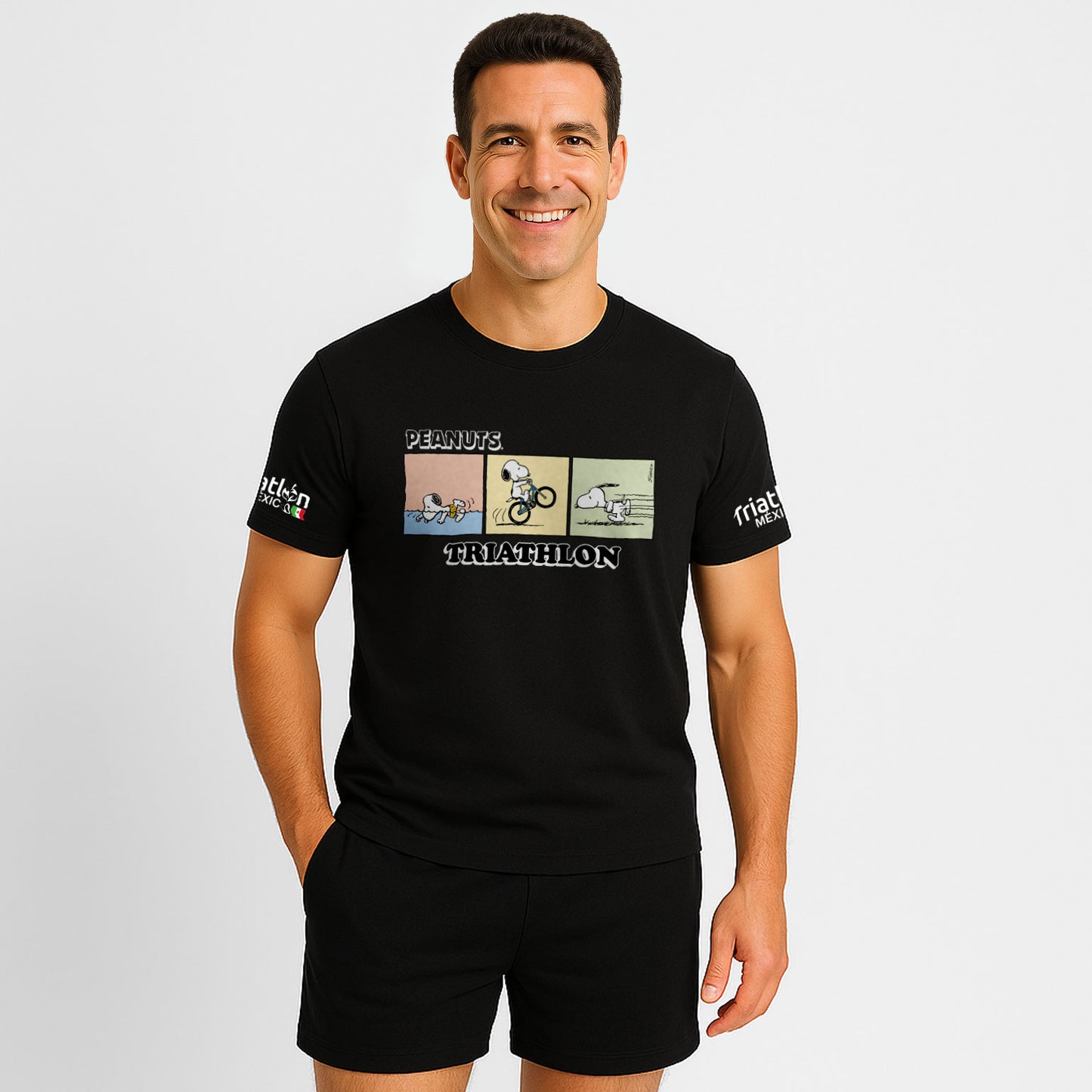 PLAYERA ALGODON SNOOPY TRIATLON NEGRA CABALLERO