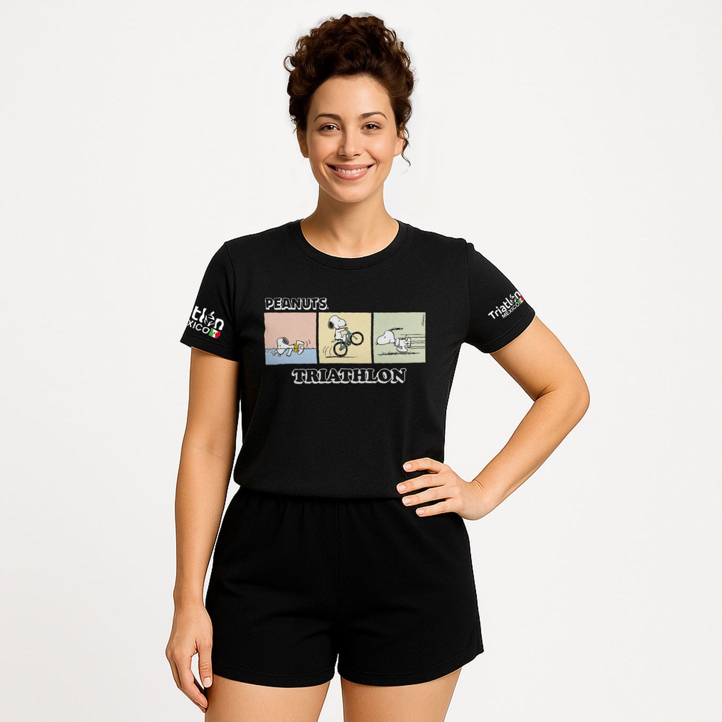 PLAYERA NEGRA ALGODON SNOOPY TRIATLON DAMA