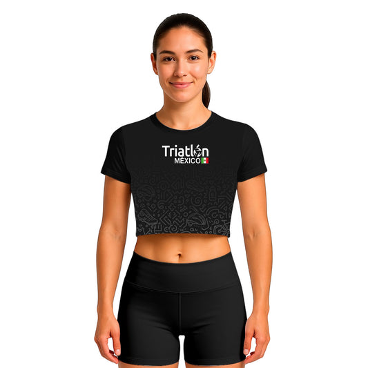 CROP TOP TRIATLÓN NEGRO DAMA