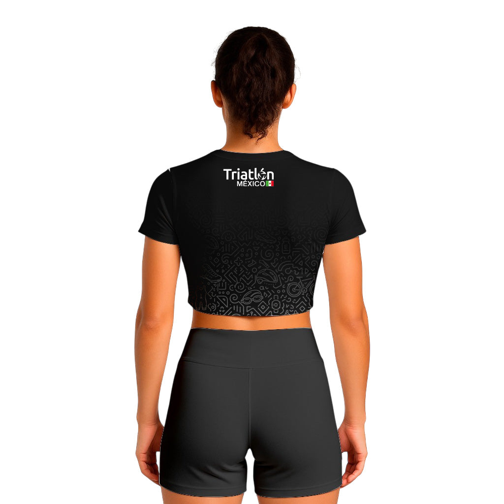 CROP TOP TRIATLÓN NEGRO DAMA