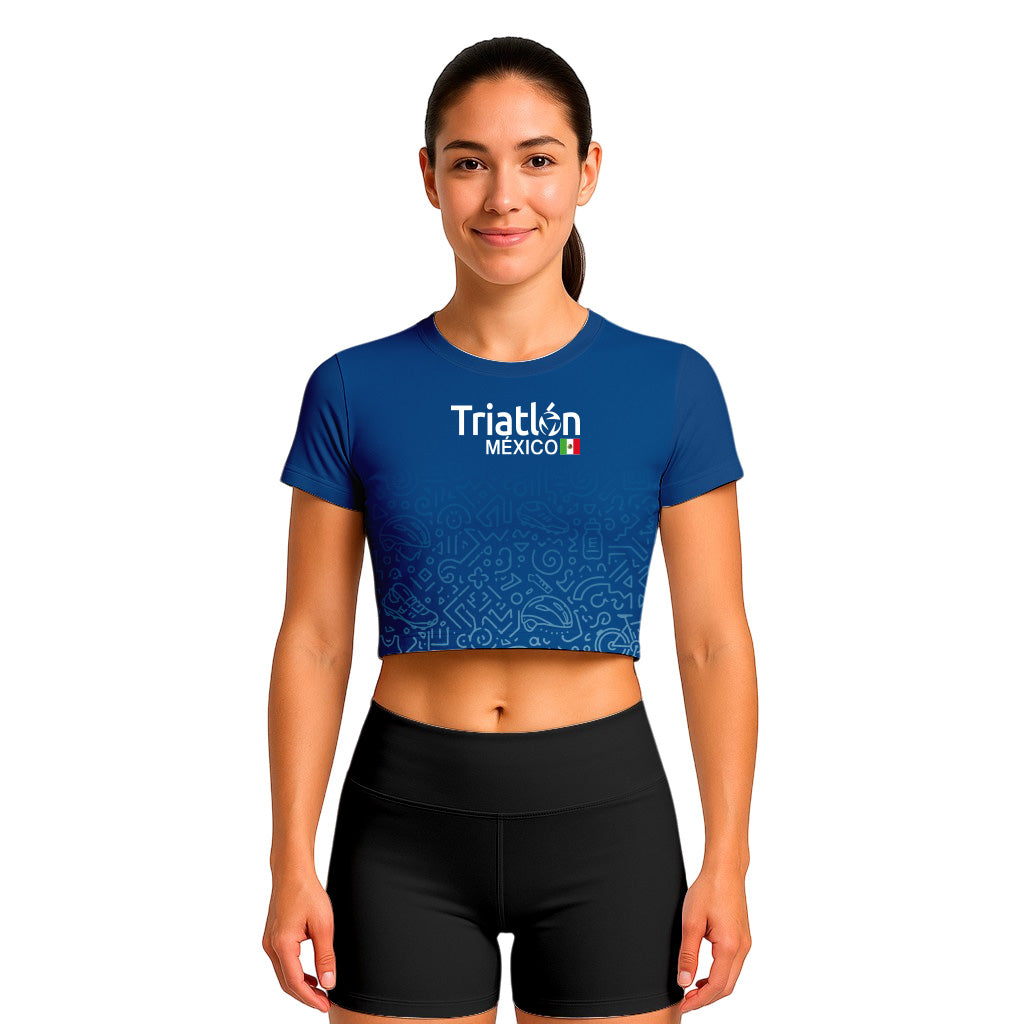 CROP TOP TRIATLÓN AZUL DAMA