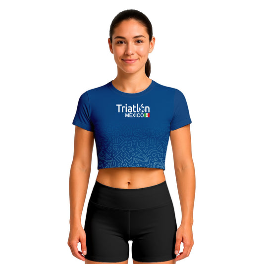 CROP TOP TRIATLÓN AZUL DAMA