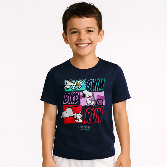 SNOOPY PLAYERA AZUL MARINO ALGODON TRIATLON  NIÑO