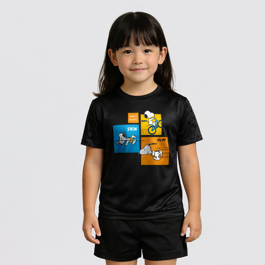 SNOOPY PLAYERA TECH TRIATLON NEGRA NIÑO