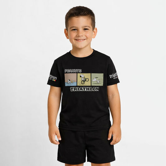 SNOOPY PLAYERA NEGRA ALGODON  TRIATLON  NIÑO