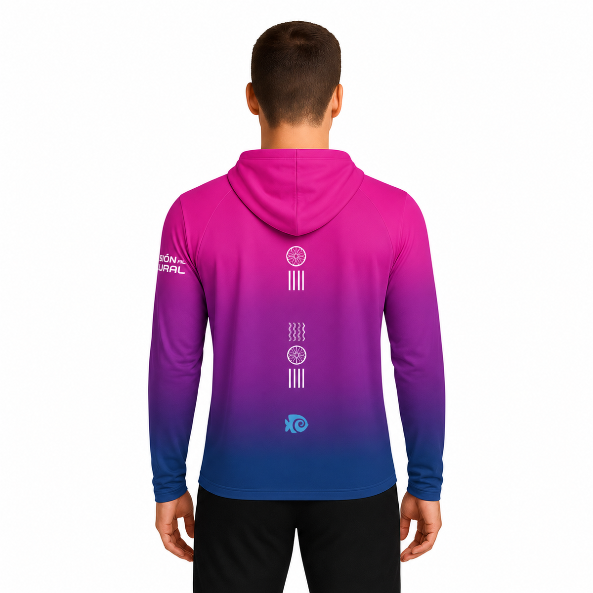 SUDADERA LIGERA CON GORRO XEL-HA MORADO CABALLERO
