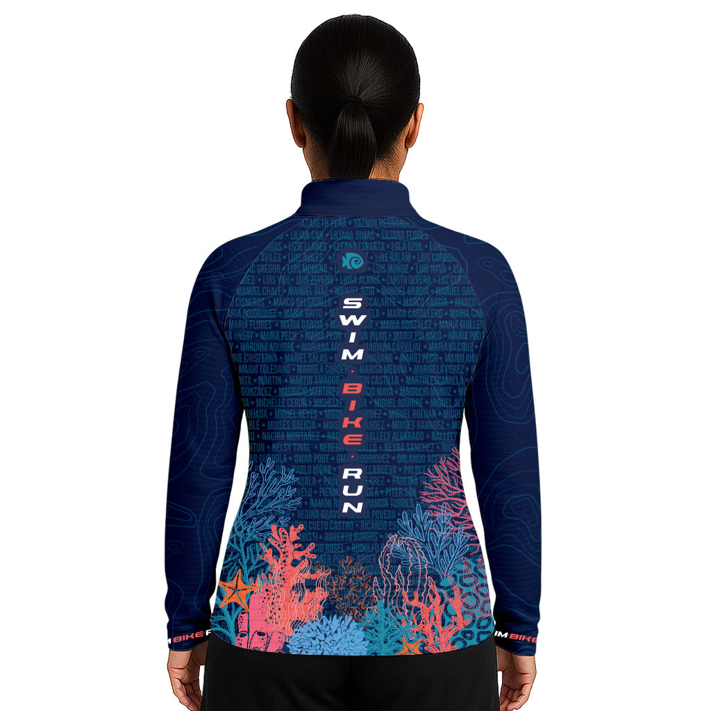 SUDADERA LIGERA CON NOMBRES AZUL XEL-HA DAMA