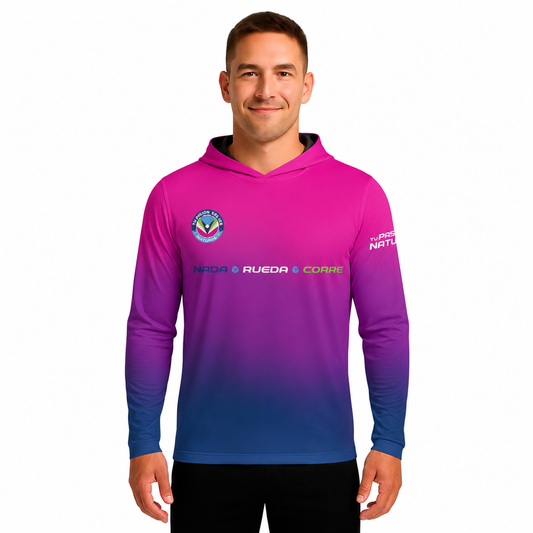 SUDADERA LIGERA CON GORRO XEL-HA MORADO CABALLERO