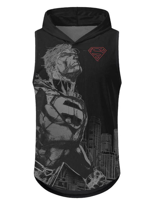 PLAYERA SIN MANGAS CON GORRO NEGRA SUPERMAN CABALLERO