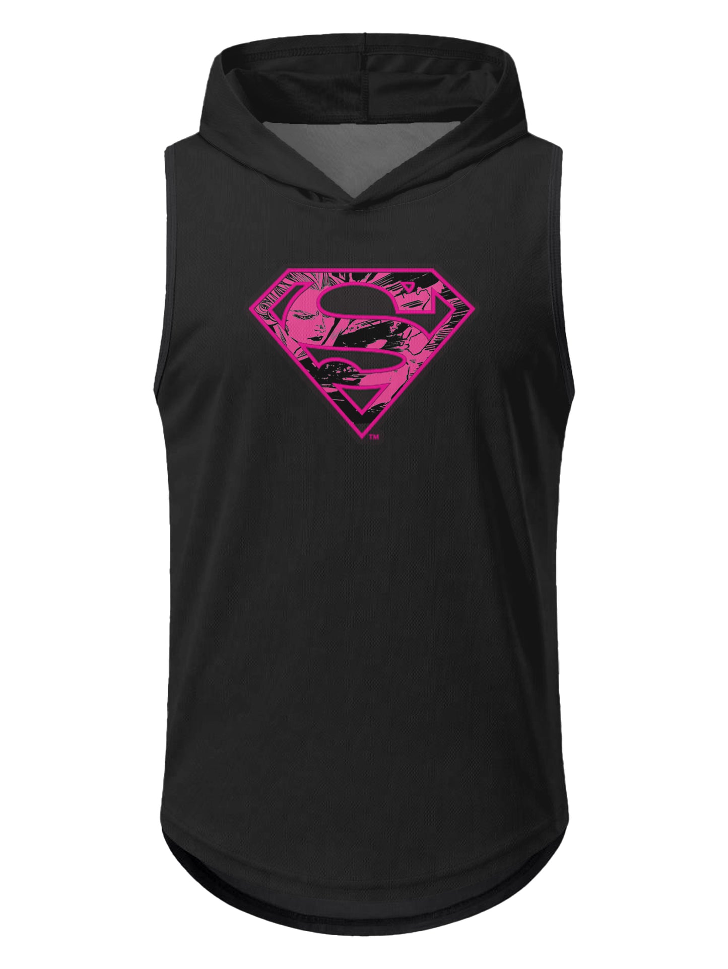 PLAYERA SIN MANGAS CON GORRO NEGRO CON ROSA SUPERMAN DAMA