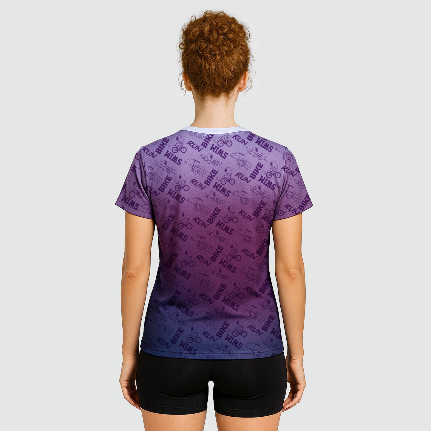 PLAYERA SNOOPY TECH TRIATLON MORADA DAMA