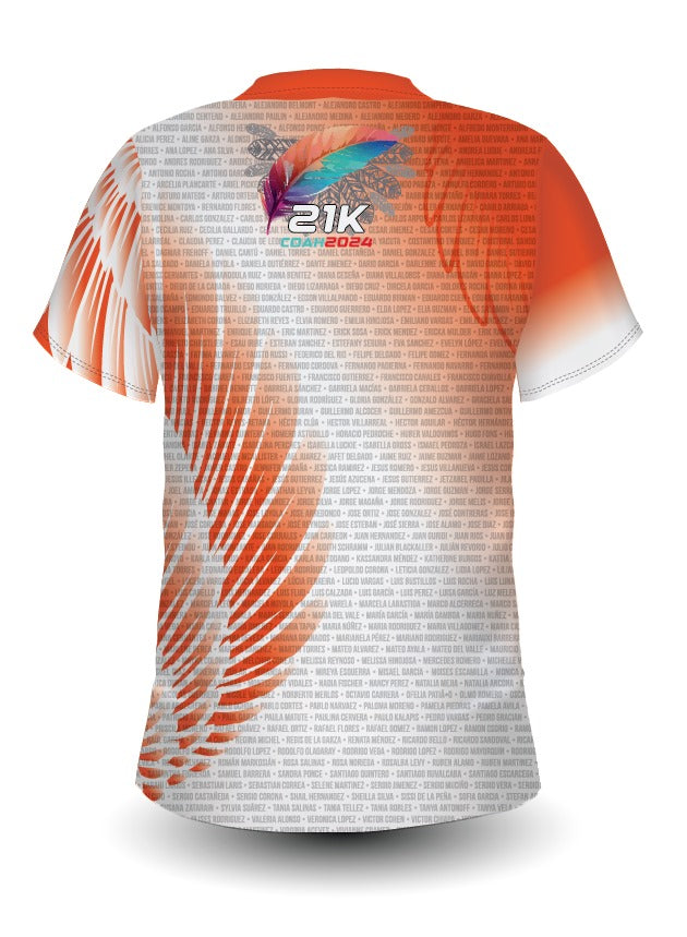 Playera Tech Nombres Dama 21K Coahuila 2024 Naranja