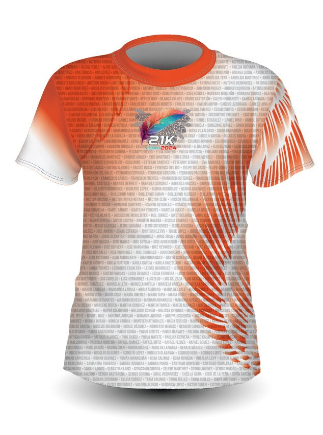 Playera Tech Nombres Dama 21K Coahuila 2024 Naranja