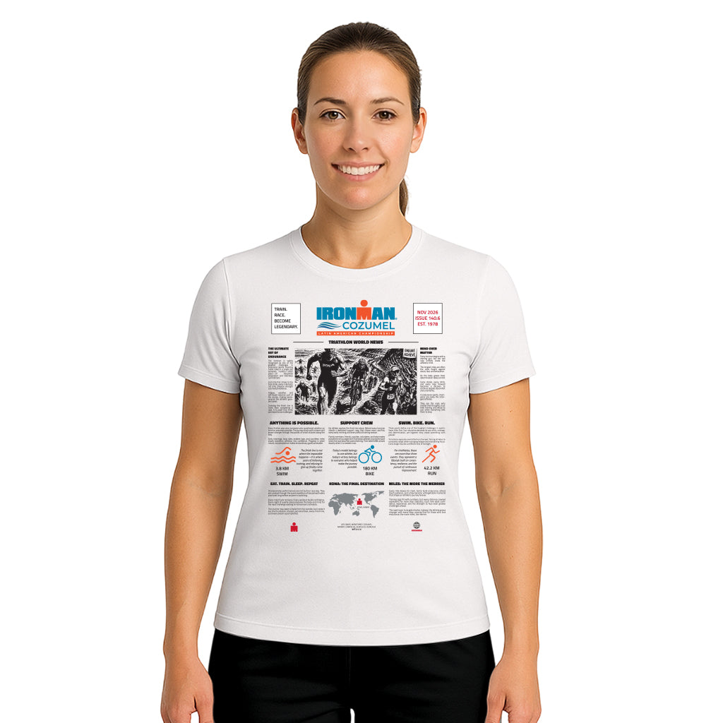COTTON T-SHIRT NEWSPAPER COZUMEL LATIN AMERICA WOMAN