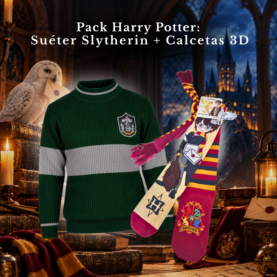 Pack Harry Potter: Suéter Slytherin + Calcetas 3D