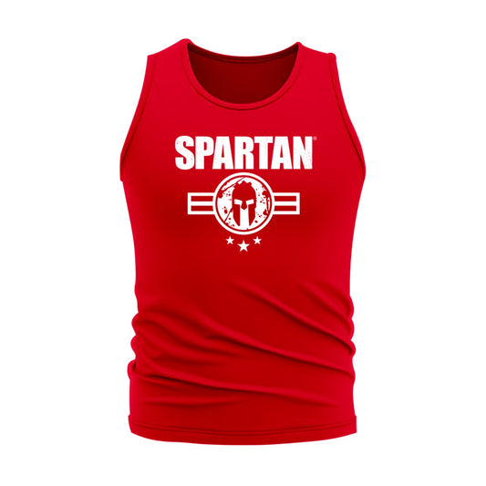 RED WITH WHITE SLEEVELESS T-SHIRT