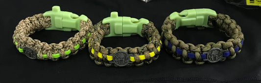 BROWN SURVIVAL PARACORD BRACELET WITH VARIOUS COLORS